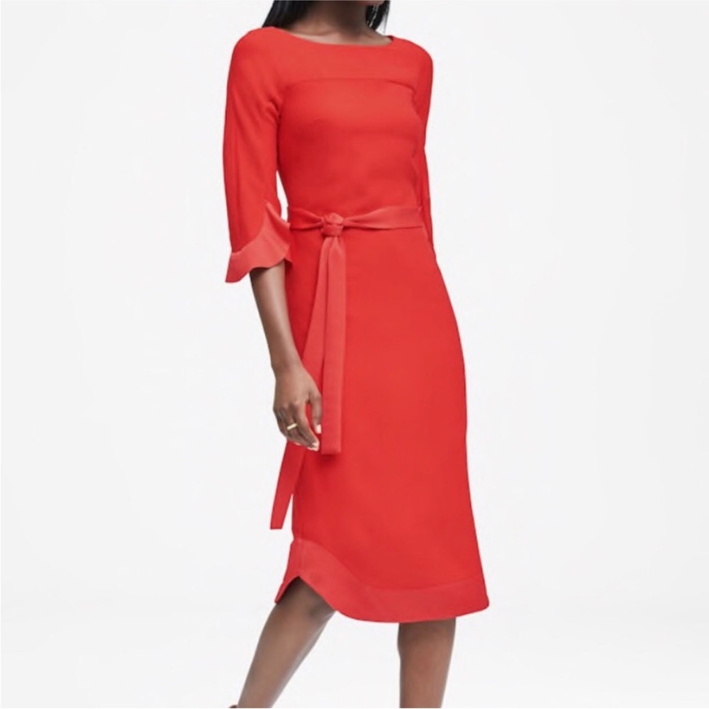 BANANA REPUBLIC coral dress with satin tie